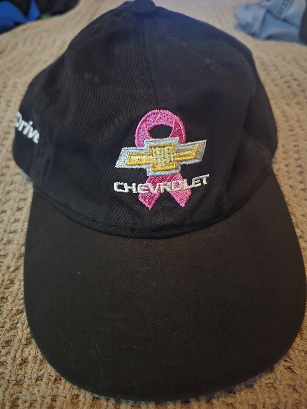 Chevrolet Black Baseball Cap with Pink Ribbon Embroidery